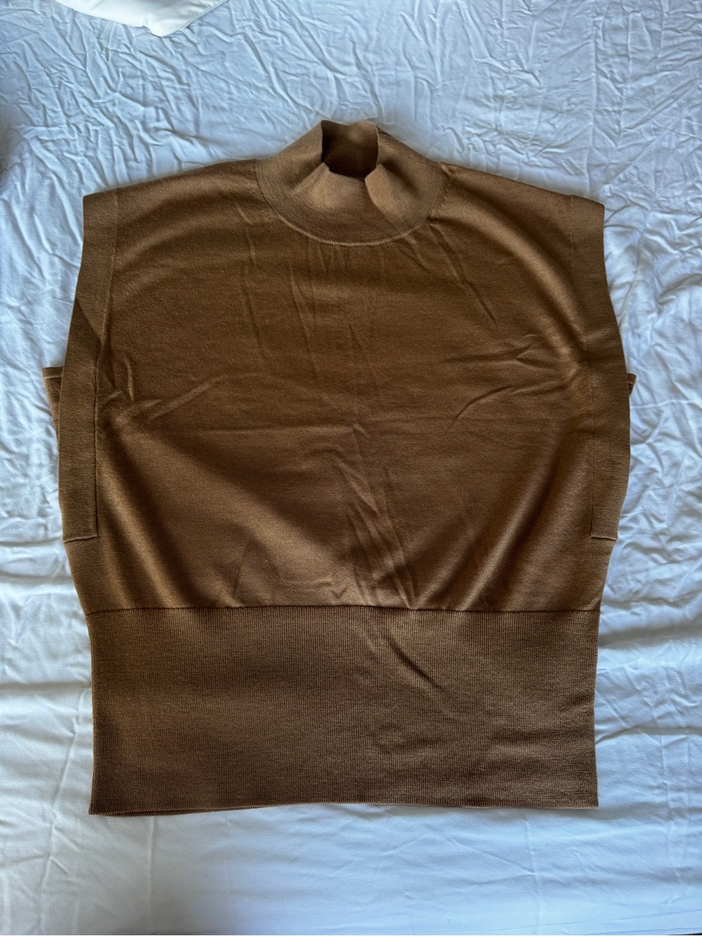 Banana Republic Camel Mock Neck Sweater Vest - Merino Wool
